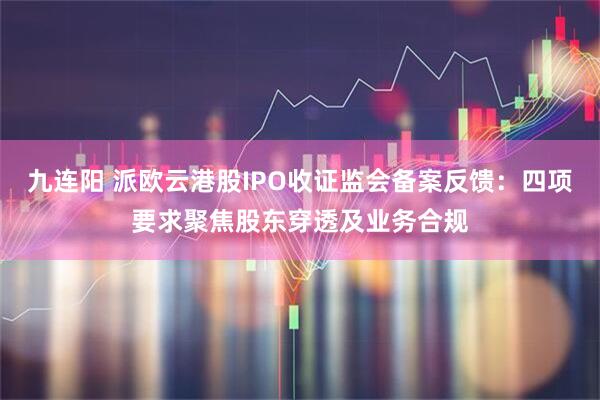 九连阳 派欧云港股IPO收证监会备案反馈：四项要求聚焦股东穿透及业务合规
