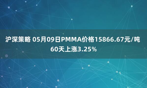 沪深策略 05月09日PMMA价格15866.67元/吨 60天上涨3.25%