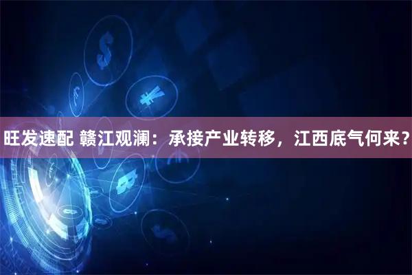 旺发速配 赣江观澜：承接产业转移，江西底气何来？
