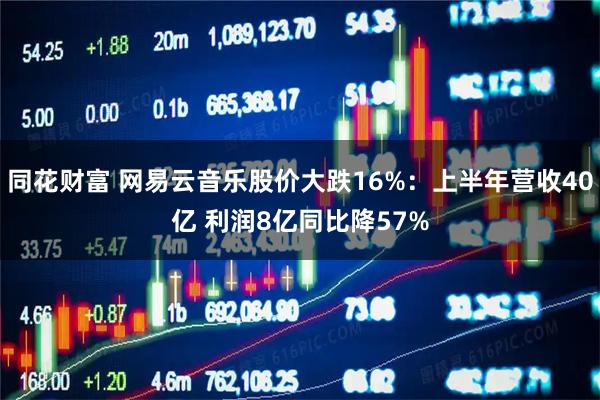 同花财富 网易云音乐股价大跌16%：上半年营收40亿 利润8亿同比降57%